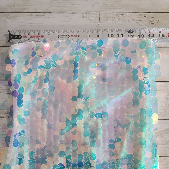 Boutique Mermaid Scales Iridescent Sequin Mini Dress Party Costume Cosplay NEW - Picture 6 of 9